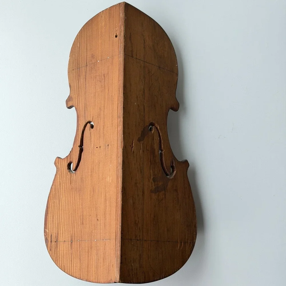 Vintage Handmade Wooden Cello Violin Shape Corner Shelf Rustic Music Room Cabin